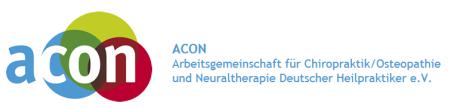 Verlinkung zu acon   Arbeitsgemeinschaft Chiropraktik Osteopathie und Neuraltherapie Deutscher Heilpraktiker eV